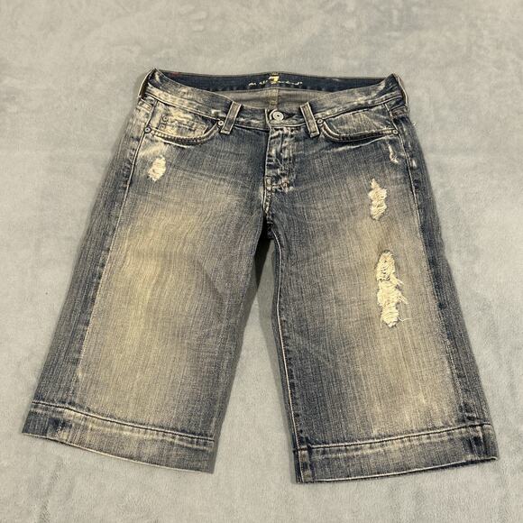 7 for All Mankind DOJO Capri Beyond Baggy Jhorts Shorts Women 25 30x13 Y2k 2000s - Picture 1 of 16